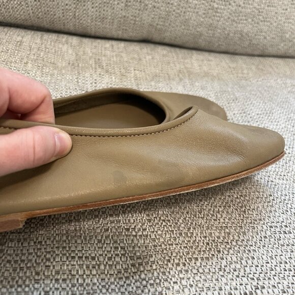 Jenni Kayne Charlotte Ballet Flat in Khaki Brown Leather Size 38 (8 Equivalent) - Picture 6 of 14
